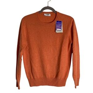 New Cashmere Sweater Crew Neck Long Sleeve  sz L Rustic Orange